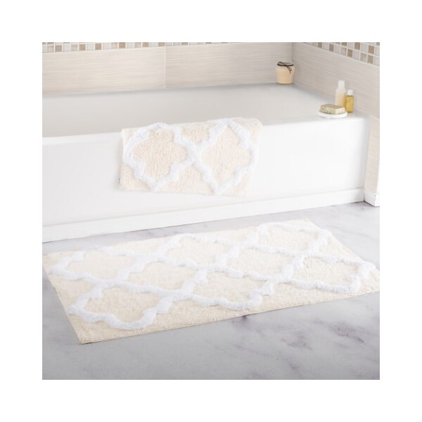 Hastings Home Hastings Home 100 Percent Cotton 2 Piece Trellis Bathroom Mat Set - Bone 230649XVQ - main